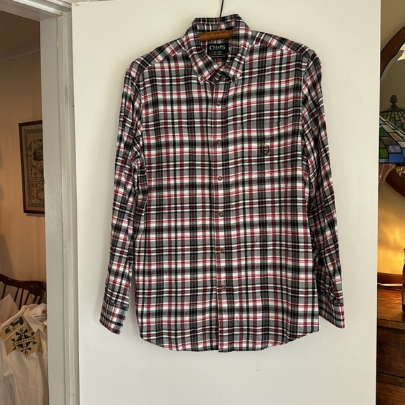 100% Cotton Flannel Plaid Chaps Mens M Shirt. Button down collar. Pocket. EUC. - Picture 3 of 7